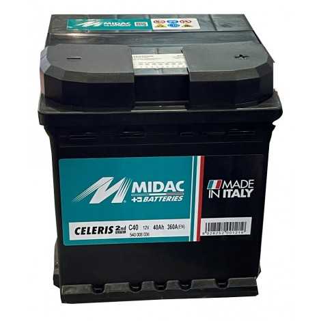 Batterie MIDAC 40Ah 360A, dimensions et borne